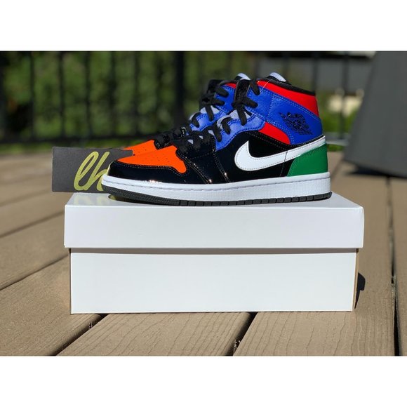 air jordan retro 1 mid se multi patent casual shoes